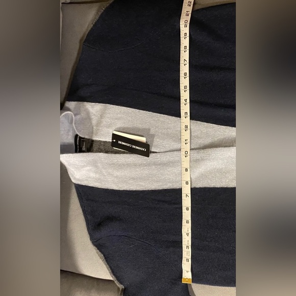 Cashmere Cashmere size XL 100% cashmere blue gray color block open front sweater - Picture 5 of 9